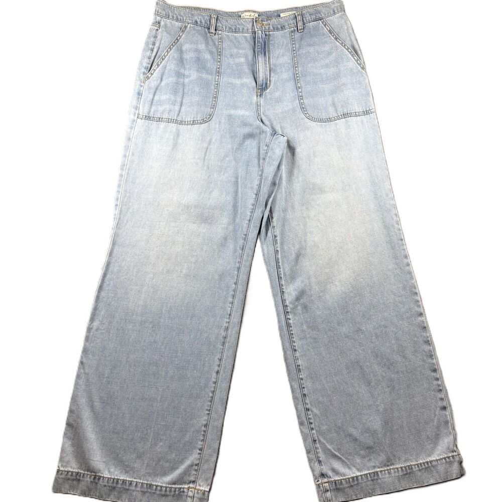 Wonderly Women Jeans High Rise Wide Leg Light Wash Cotton Size 14 M263
